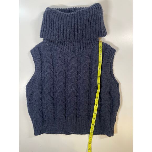 Cider Navy Cable Knit Turtleneck Sweater Vest XS Stretchy Cozy Layer academia - Picture 5 of 6